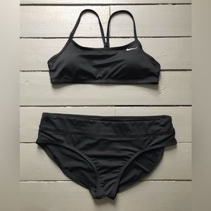 Nike Swim Essential Racerback Black Two Piece Bikini Med Top Large Bottoms
